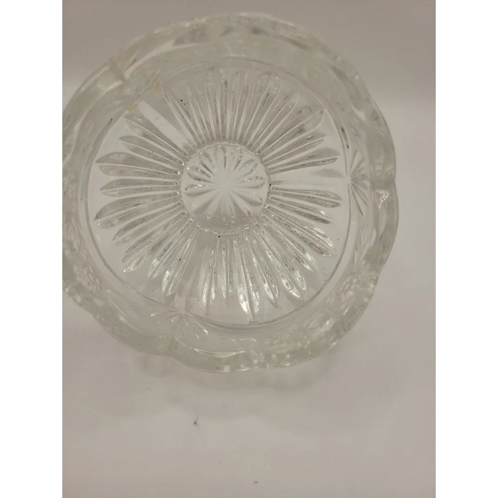 Vintage Oneida Southern Garden Crystal Candy Dish Potpourri Bowl Frosted Rose 4